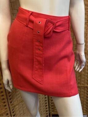 Lulu's Red Belted Mini Skirt with Buckle Low or High Waisted